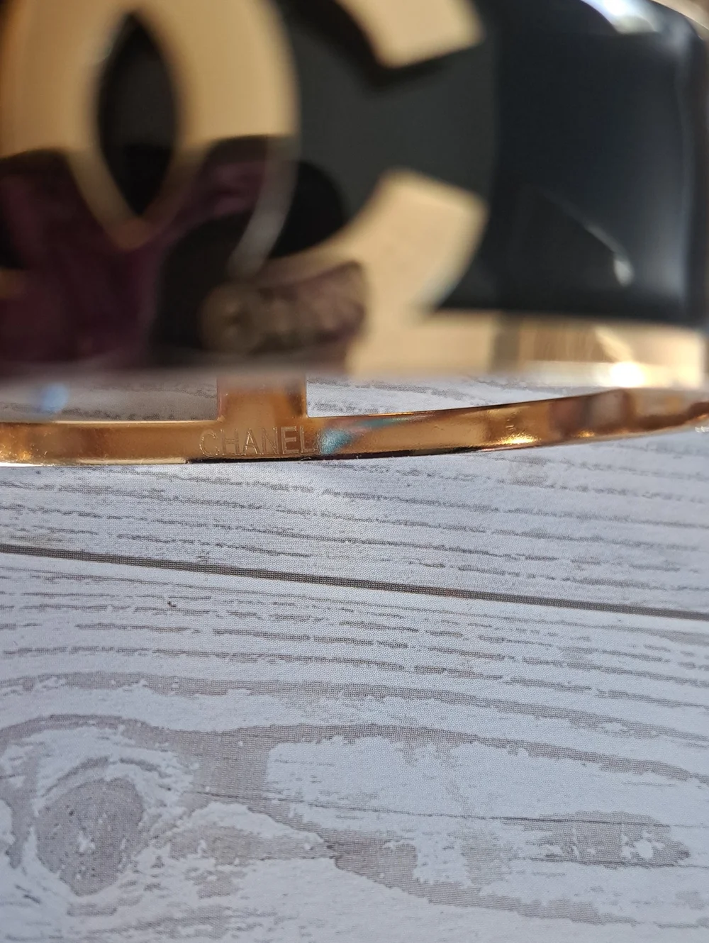 Black and Gold Double C Enamel Cuff Bracelet